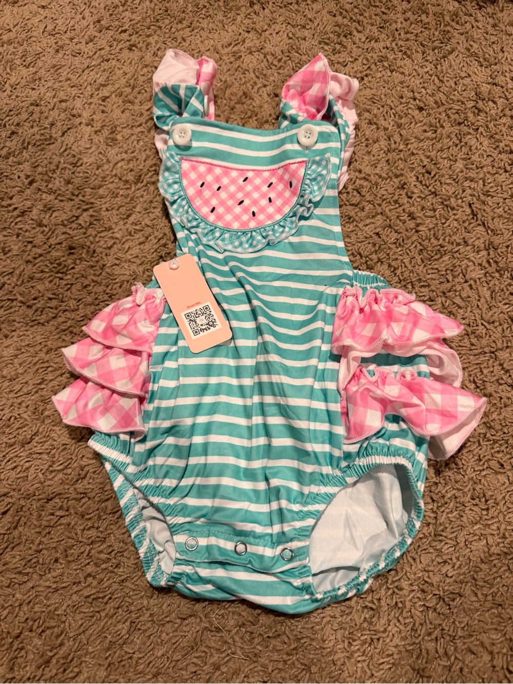 Toddler Stripe Ruffle One-Piece in Aqua and Pink